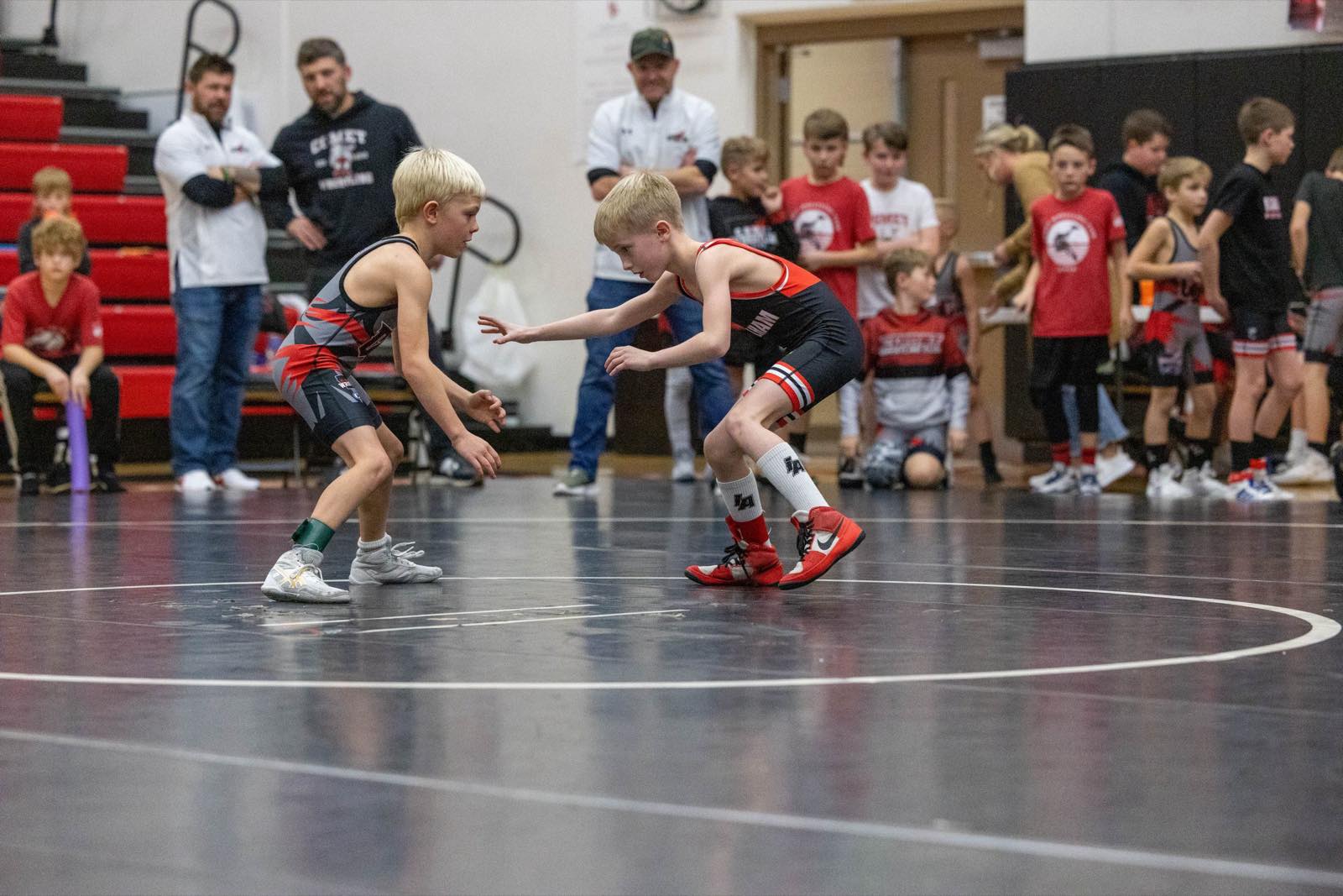 Youth wrestlers at practice